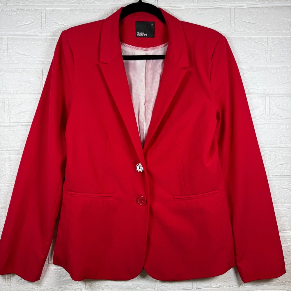 News Foschini Blazer Women Size 12 Red Two Button Lined Professional Jacket
